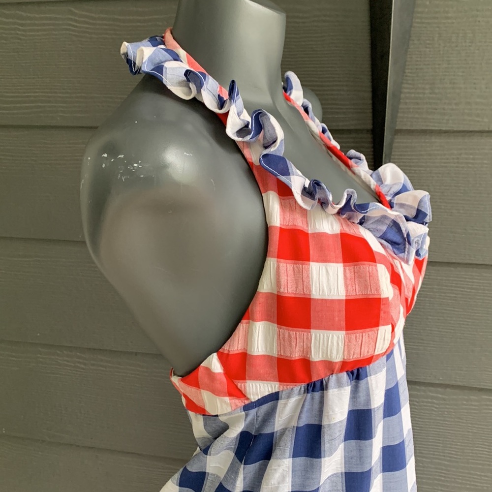 Red, White, and Blue Gingham Maxi Halter Dress by Beach Party - Picture 6 of 12